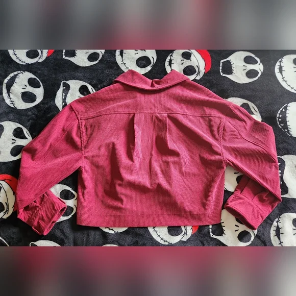 Avec Les Filles Red Corduroy Button-Up Utility Shacket - Picture 7 of 7